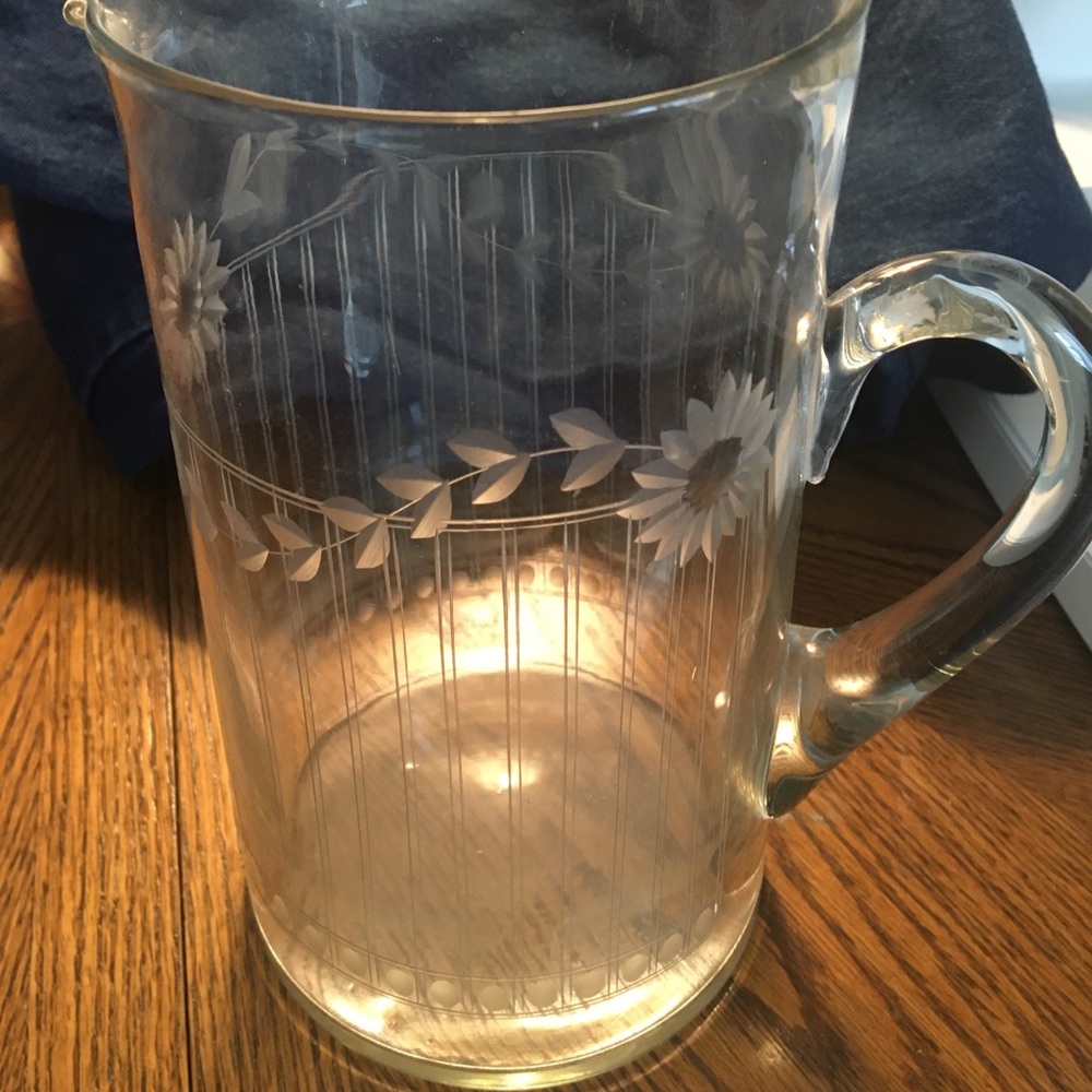 Antique crystal 8” pitcher beautiful details